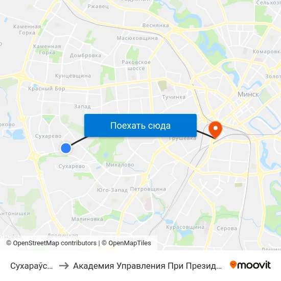 Сухараўская to Академия Управления При Президенте Рб map
