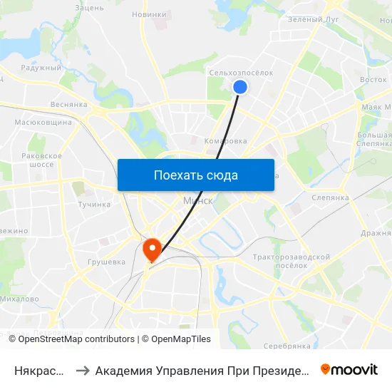 Някрасава to Академия Управления При Президенте Рб map