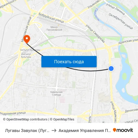Лугавы Завулак (Луговой Переулок) to Академия Управления При Президенте Рб map