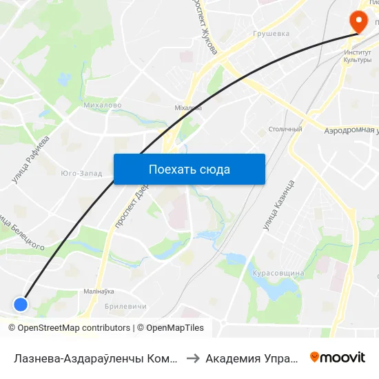 Лазнева-Аздараўленчы Комплекс (Банно-Оздоровительный Комплекс) to Академия Управления При Президенте Рб map