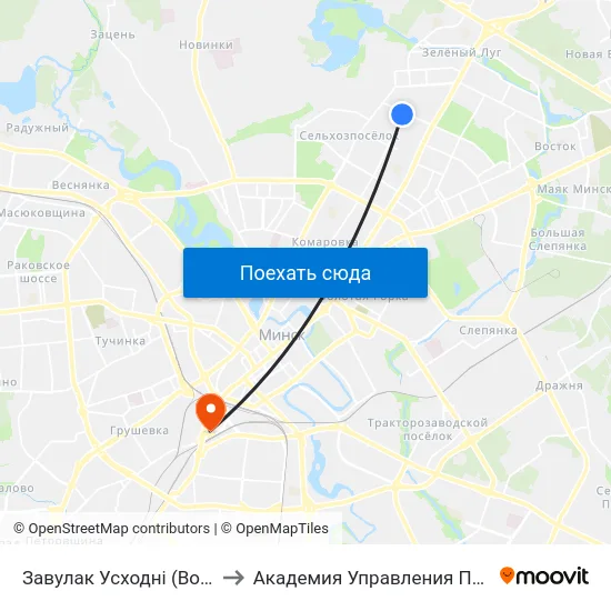 Завулак Усходні (Восточный Пер.) to Академия Управления При Президенте Рб map