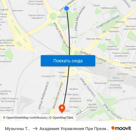 Музычны Тэатр to Академия Управления При Президенте Рб map