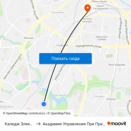 Каледж Электронікі to Академия Управления При Президенте Рб map