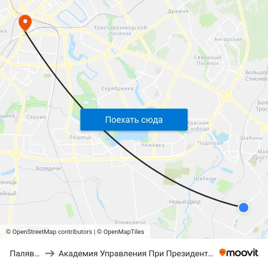 Палявая to Академия Управления При Президенте Рб map