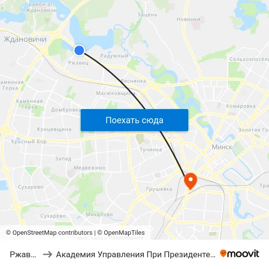 Ржавец to Академия Управления При Президенте Рб map