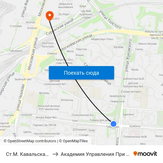 Ст.М. Кавальская Слабада to Академия Управления При Президенте Рб map