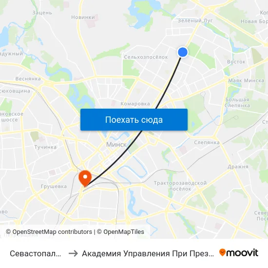 Севастопальская to Академия Управления При Президенте Рб map