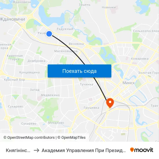 Княгінінская to Академия Управления При Президенте Рб map