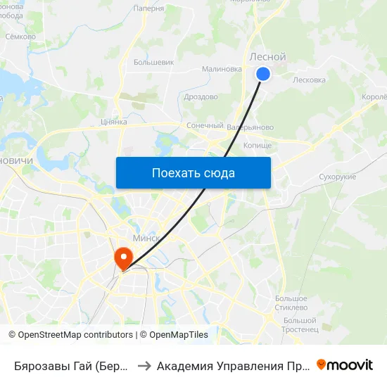 Бярозавы Гай (Берёзовая Роща) to Академия Управления При Президенте Рб map