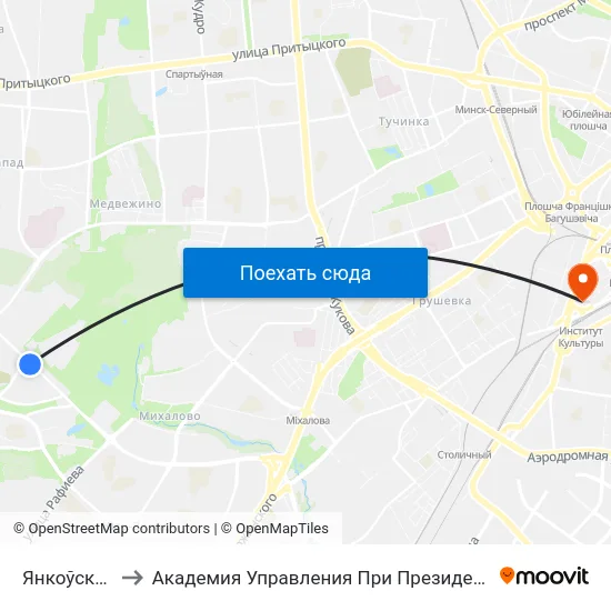 Янкоўскага to Академия Управления При Президенте Рб map
