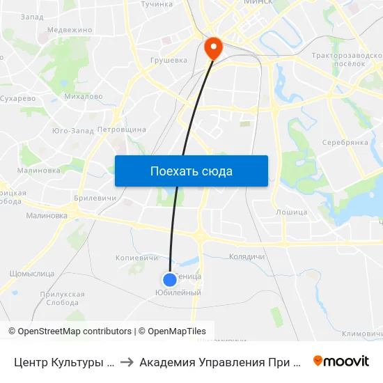 Центр Культуры (Сеница) to Академия Управления При Президенте Рб map