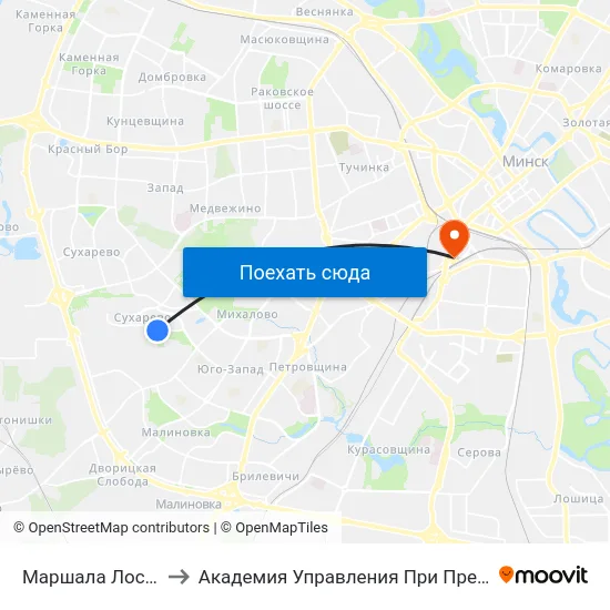Маршала Лосіка, 28 to Академия Управления При Президенте Рб map