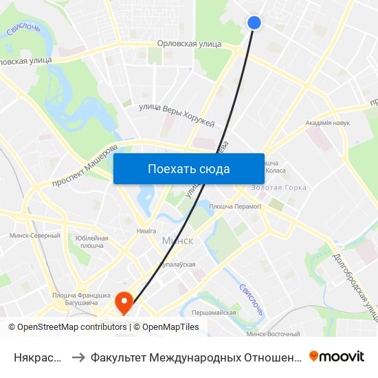 Някрасава to Факультет Международных Отношений Бгу map