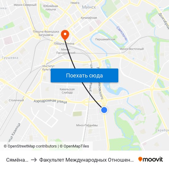 Сямёнава to Факультет Международных Отношений Бгу map