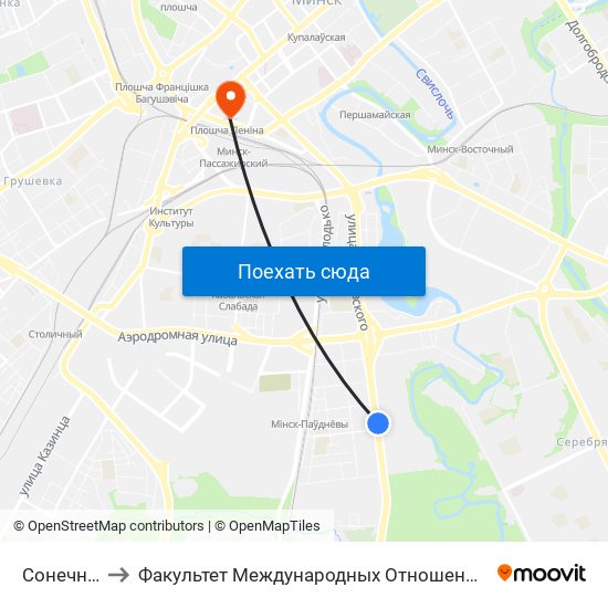 Сонечная to Факультет Международных Отношений Бгу map