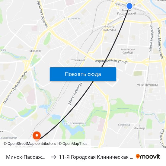 Минск-Пассажирский to 11-Я Городская Клиническая Больница map