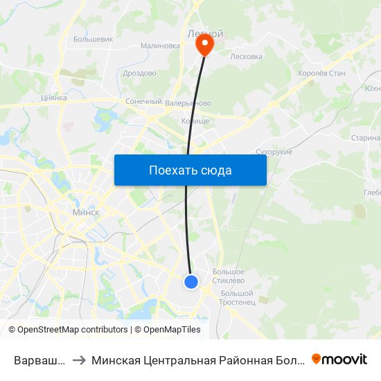 Варвашэні to Минская Центральная Районная Больница map