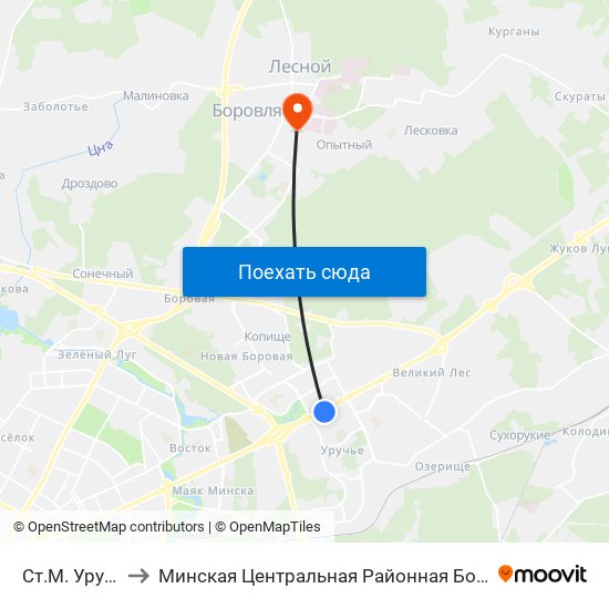 Ст.М. Уручча to Минская Центральная Районная Больница map