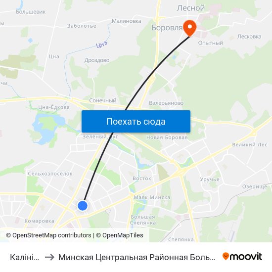 Калініна to Минская Центральная Районная Больница map