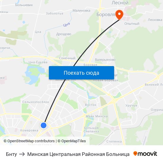 Бнту to Минская Центральная Районная Больница map
