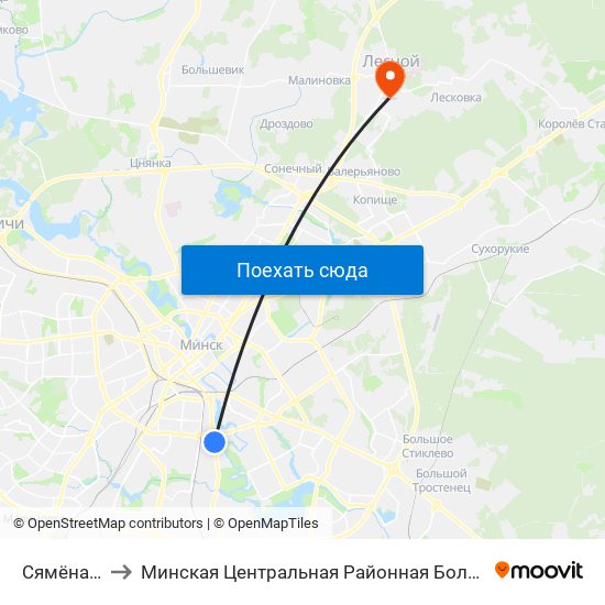 Сямёнава to Минская Центральная Районная Больница map