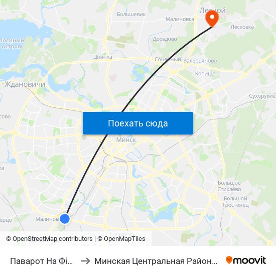 Паварот На Філіял Бду to Минская Центральная Районная Больница map