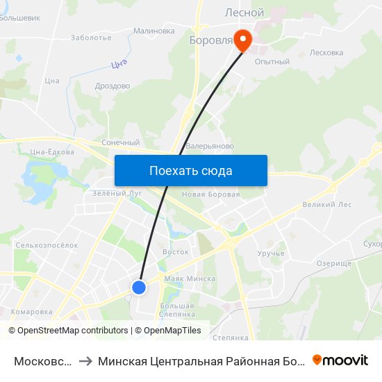 Московская to Минская Центральная Районная Больница map