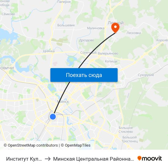 Институт Культуры to Минская Центральная Районная Больница map