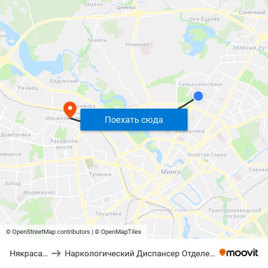 Някрасава to Наркологический Диспансер Отделение 5 map