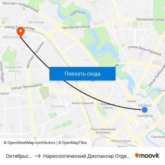 Октябрьская to Наркологический Диспансер Отделение 5 map