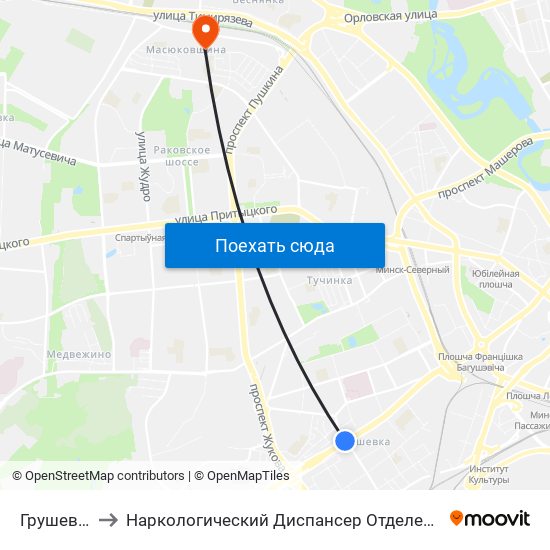 Грушевка to Наркологический Диспансер Отделение 5 map