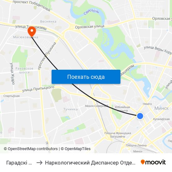 Гарадскі Вал to Наркологический Диспансер Отделение 5 map