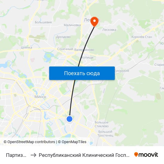 Партизанская to Республиканский Клинический Госпиталь Инвалидов Вов map