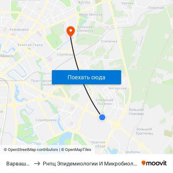 Варвашэні to Рнпц Эпидемиологии И Микробиологии map