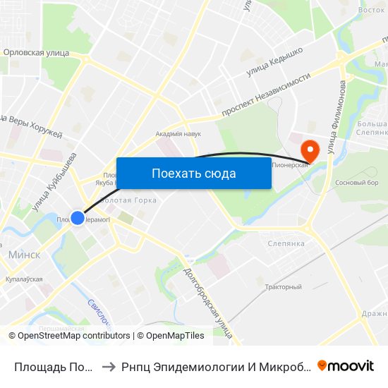 Площадь Победы to Рнпц Эпидемиологии И Микробиологии map