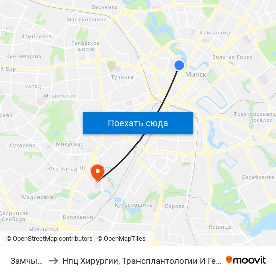 Замчышча to Нпц Хирургии, Трансплантологии И Гематологии map