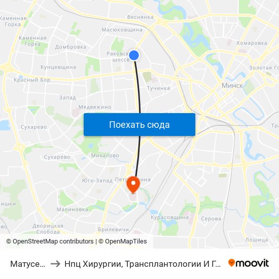 Матусевіча to Нпц Хирургии, Трансплантологии И Гематологии map