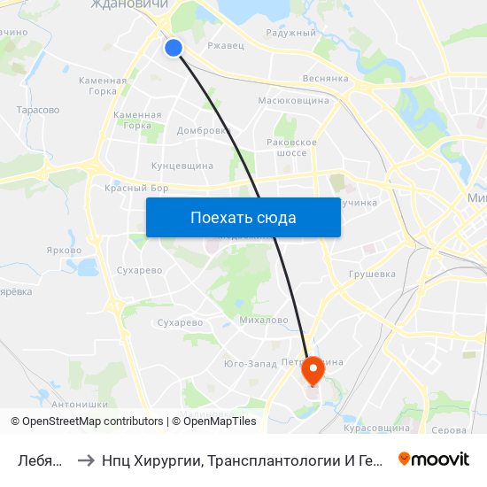 Лебяжий to Нпц Хирургии, Трансплантологии И Гематологии map