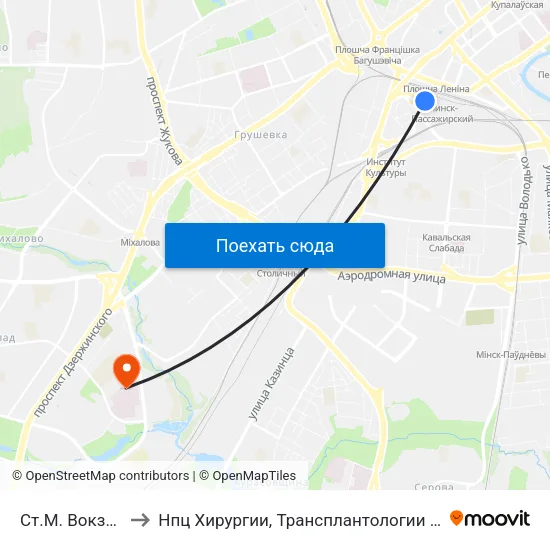 Ст.М. Вокзальная to Нпц Хирургии, Трансплантологии И Гематологии map