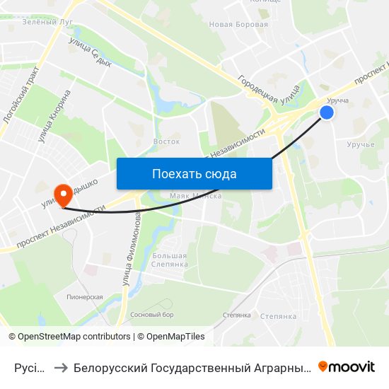 Русіянава to Белорусский Государственный Аграрный Технический Университет map