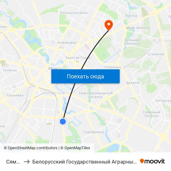 Сямёнава to Белорусский Государственный Аграрный Технический Университет map