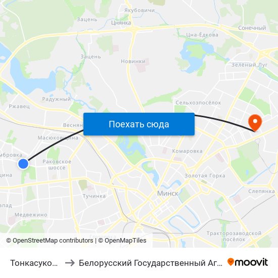 Тонкасуконны Камбінат to Белорусский Государственный Аграрный Технический Университет map