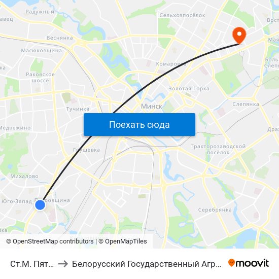 Ст.М. Пятроўшчына to Белорусский Государственный Аграрный Технический Университет map