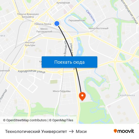 Технологический Университет to Мэси map