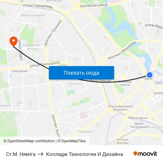 Ст.М. Няміга to Колледж Технологии И Дизайна map