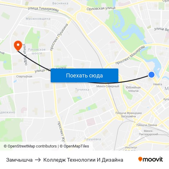 Замчышча to Колледж Технологии И Дизайна map