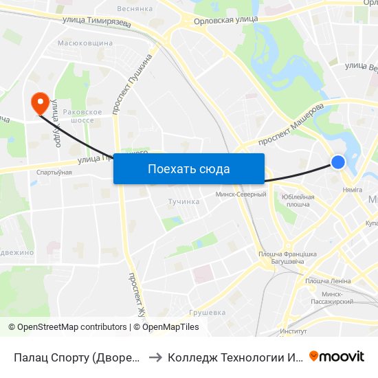 Палац Спорту (Дворец Спорта) to Колледж Технологии И Дизайна map