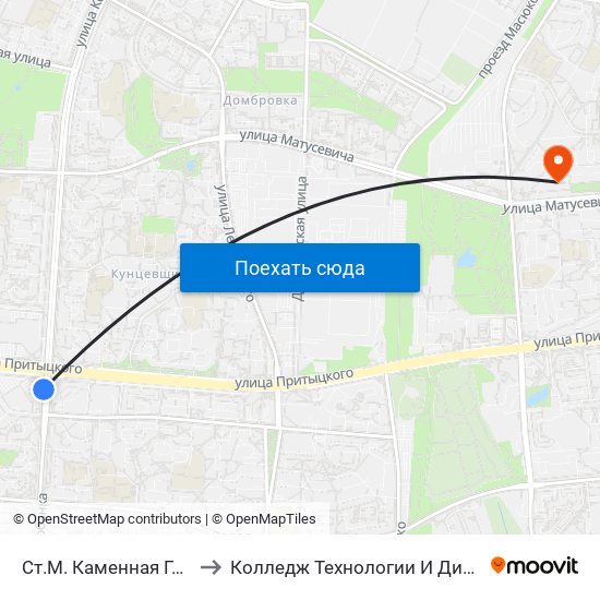Ст.М. Каменная Горка to Колледж Технологии И Дизайна map