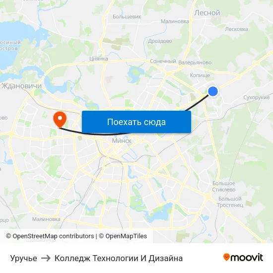 Уручье to Колледж Технологии И Дизайна map
