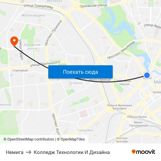 Немига to Колледж Технологии И Дизайна map